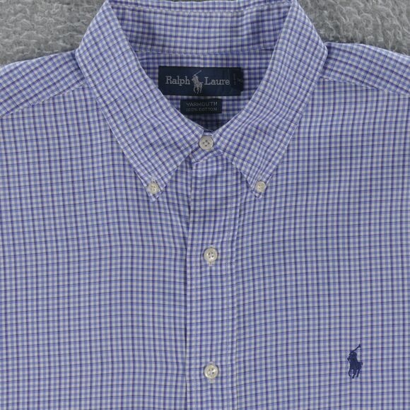 Polo Ralph Lauren Shirt Mens Large Blue Yarmouth Fit Button Down 16 1/2 34/35 - Picture 1 of 15